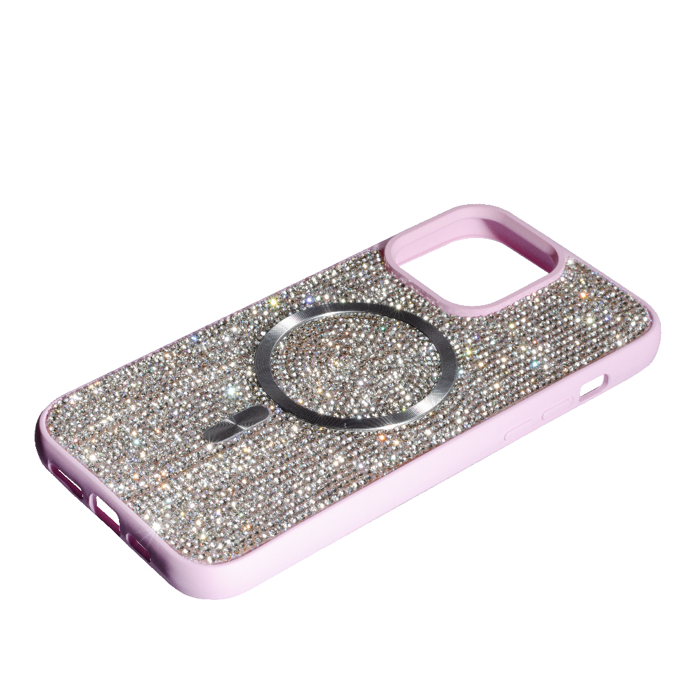 Накладка MagSafe full of diamonds для iPhone 16 Pro Max (Pink)-1